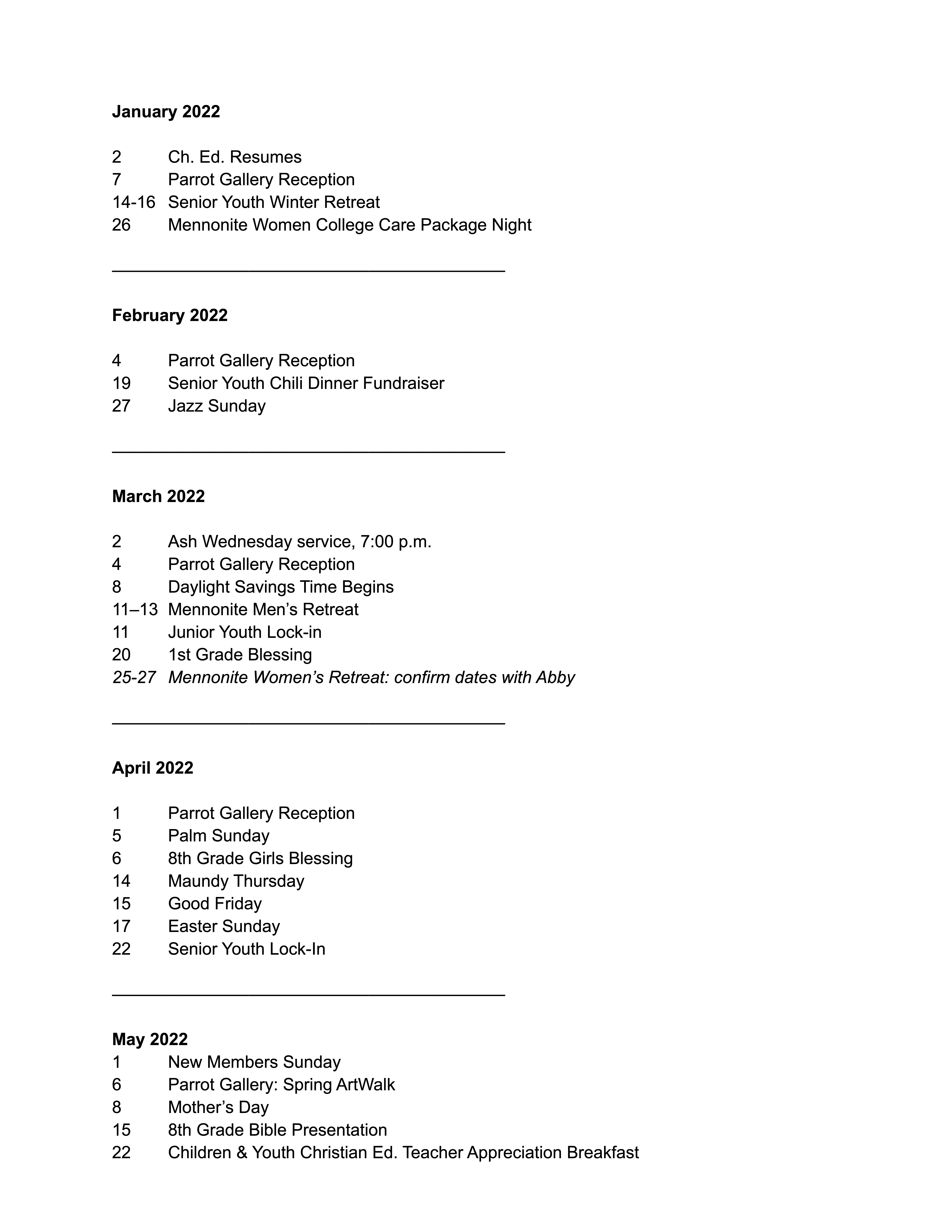2 Working Church Calendar 2021-22