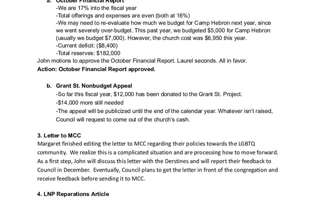 CMCL Council Meeting – November 18, 2024