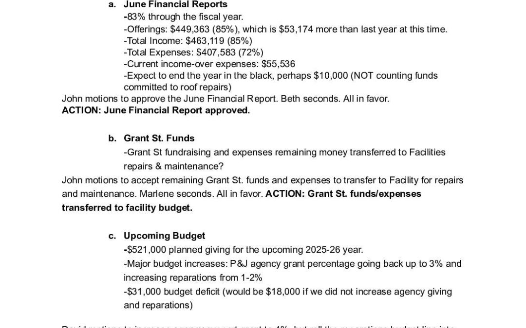 Council minutes July 2025