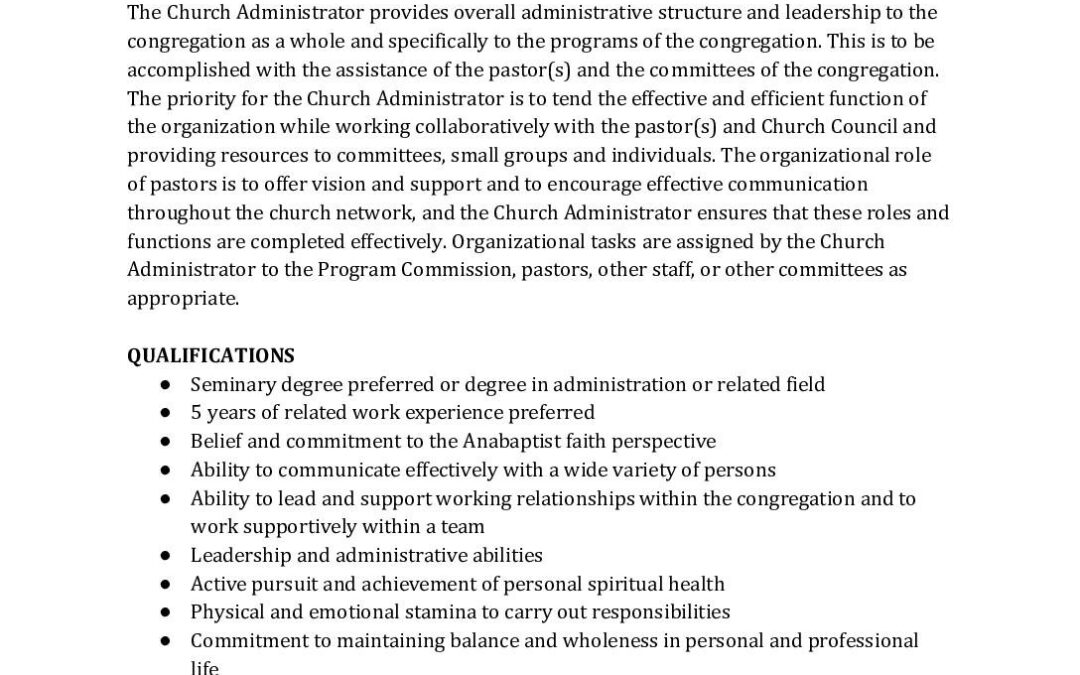 Church Administrator, Nov. 11, 2025