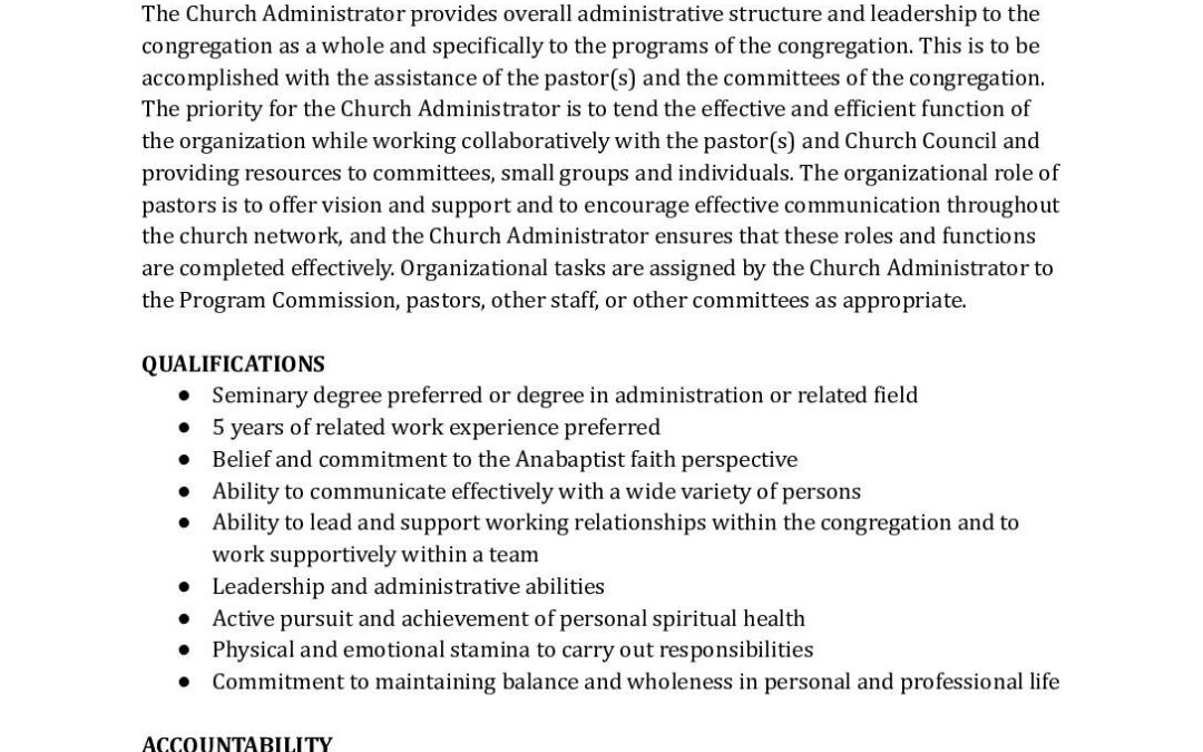 Church Administrator, Nov. 11, 2025