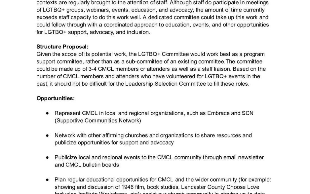 LGBTQ+ Committee Description