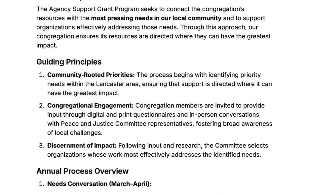 Agency Support Process