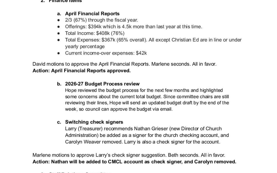 May CMCL Council Meeting 7_00 PM Grant Street Building May 12, 2026