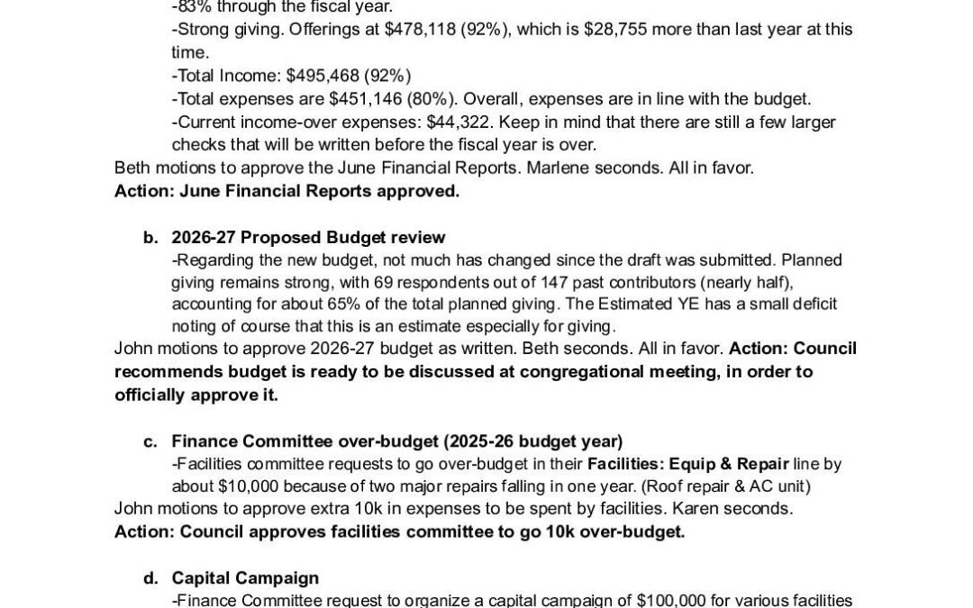 CMCL Council Meeting – July 14, 2026 – 7 PM Grant Street Building