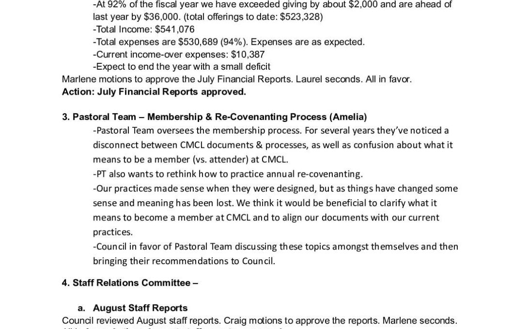 CMCL Council Meeting – August 11, 2026 – Grant St