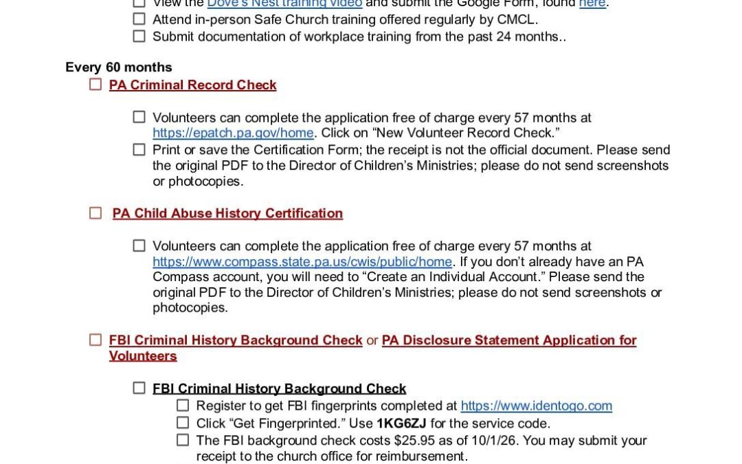 NEW 2026 Key_Fob Holder Clearances (Not Approved Adult) Checklist for CMCL